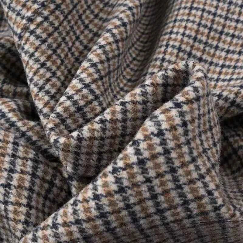 Fashionable Women's Plaid Wool Blend Long Coat - Chic Autumn Winter Outerwear