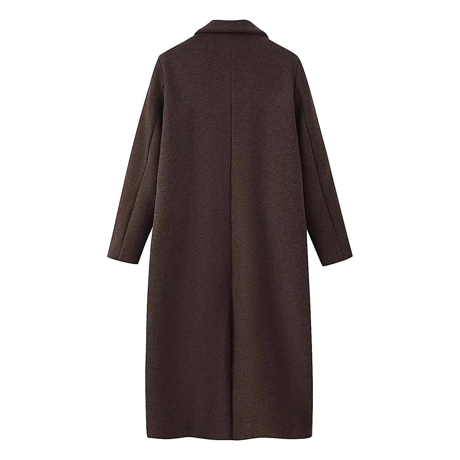 Chic Women's Loose Single-Breasted Lapel Long Coat with Pockets for Autumn