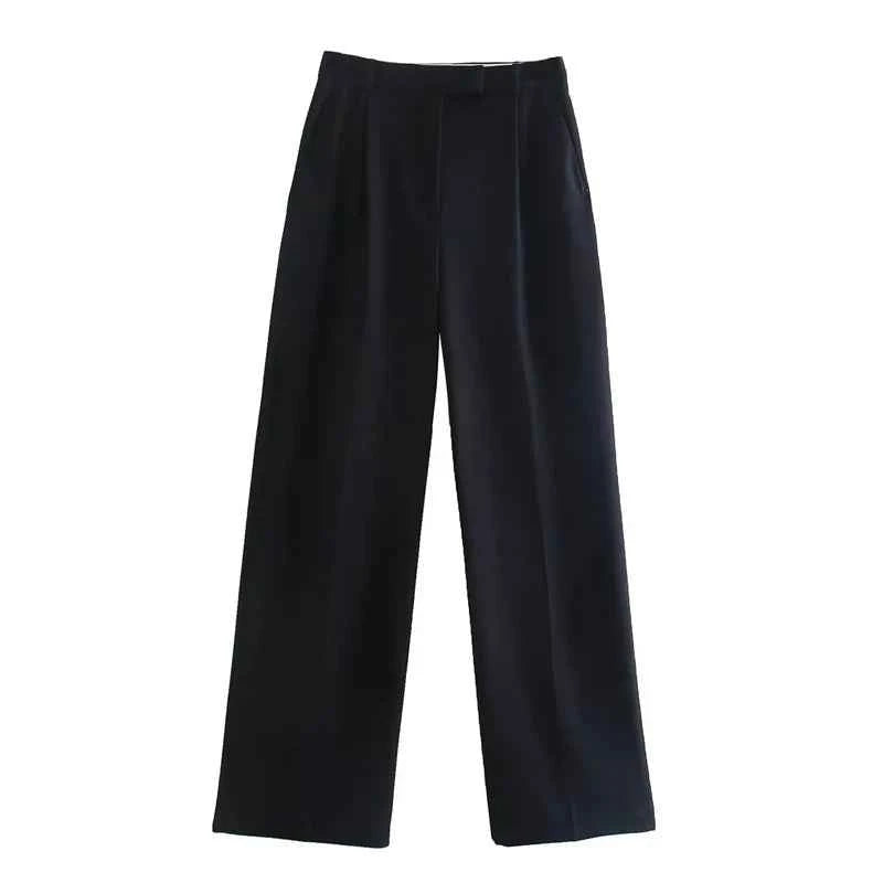 Elegant High Waist Wide Leg Women's Pants - Loose Baggy Style