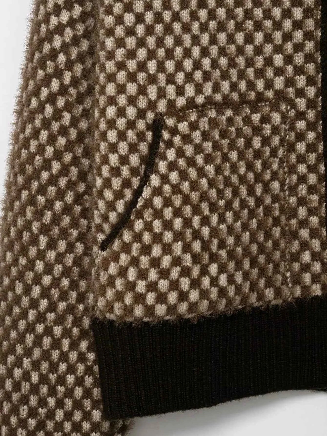 Chic Women's Knitted Cropped Jacket: High Collar Zipper, Long Sleeve, Slim Fit